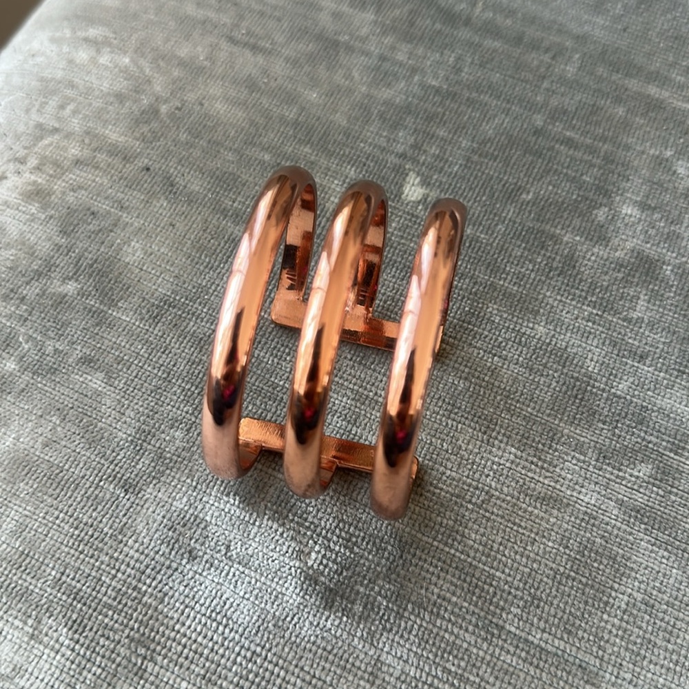 Rose Gold Colored Triple Cuff with Screwheads on edges. 7.25” circumference - Picture 7 of 8